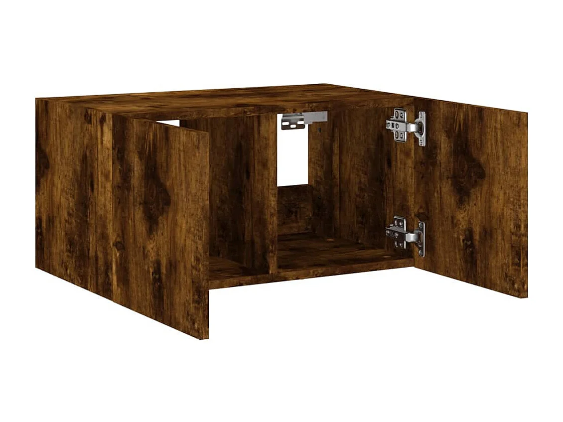 Gerben  Mueble de TV de pared con luces LED roble ahumado 60x35x31 cm