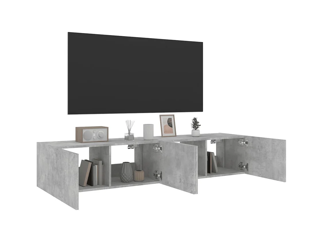 Gerben  Tv-wandmeubels met LED-verlichting 2 st 80x35x31 cm betongrijs