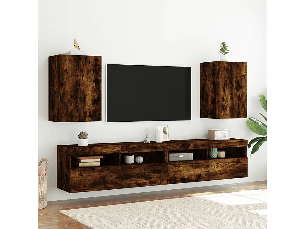 Chaffee  Meuble TV mural chêne fumé 40,5x30x60 cm bois d'ingénierie