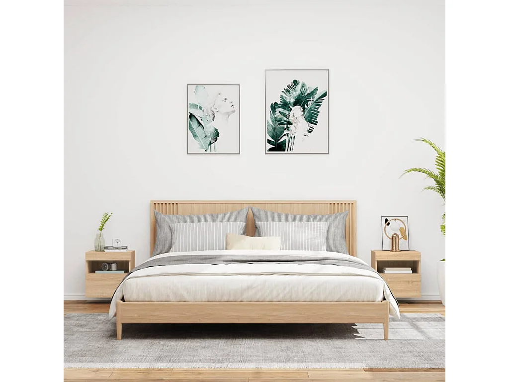 Ølstykke  Meubles TV muraux lumières LED 2 pcs chêne sonoma 40x30x40 cm