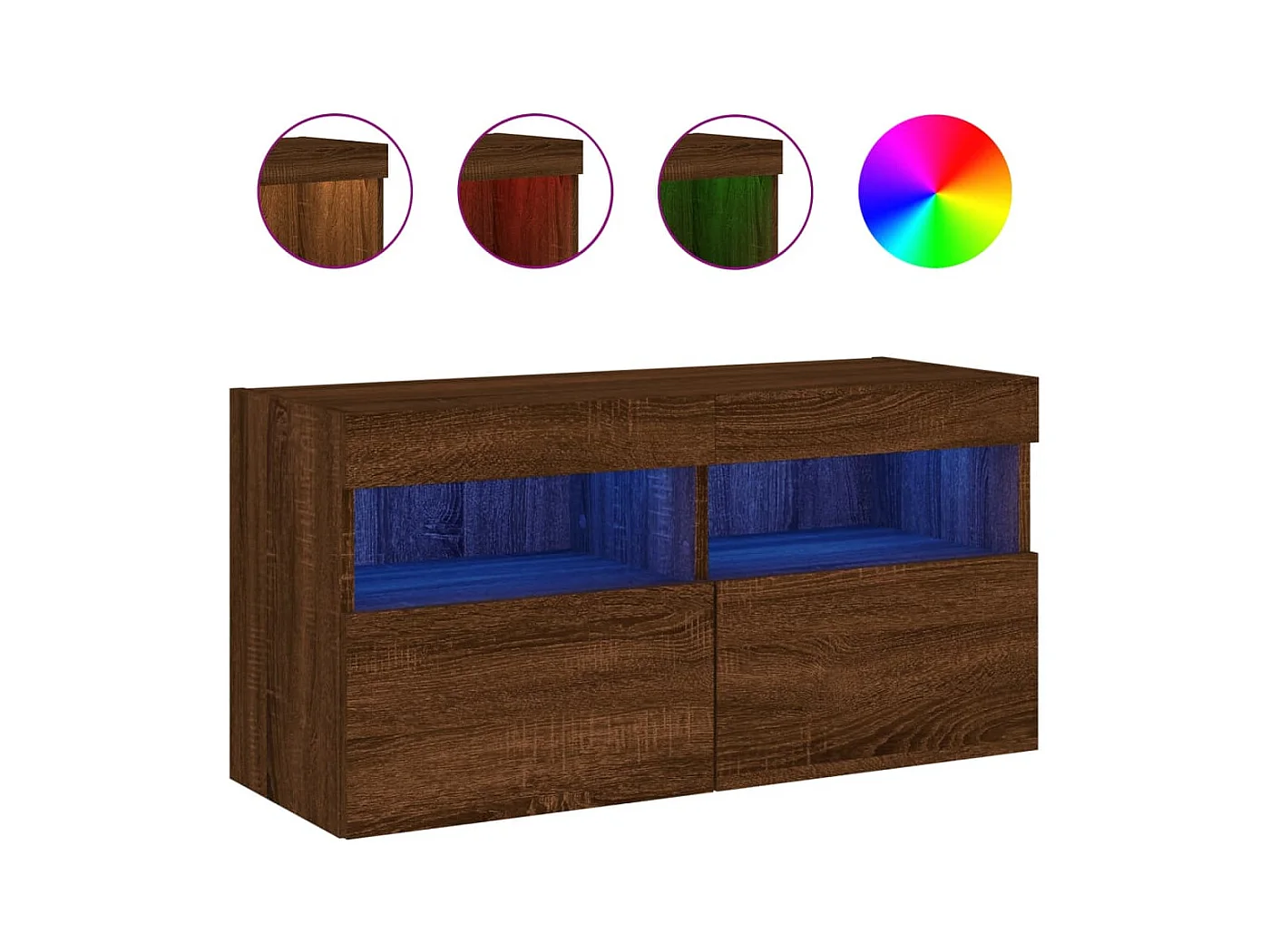 Ølstykke  Meuble TV mural avec lumières LED chêne marron 80x30x40 cm