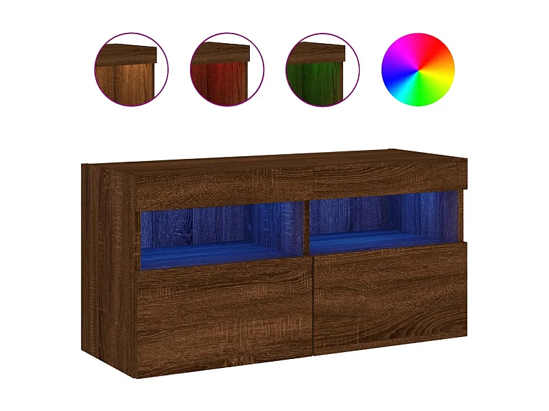 Ølstykke  Meuble TV mural avec lumières LED chêne marron 80x30x40 cm