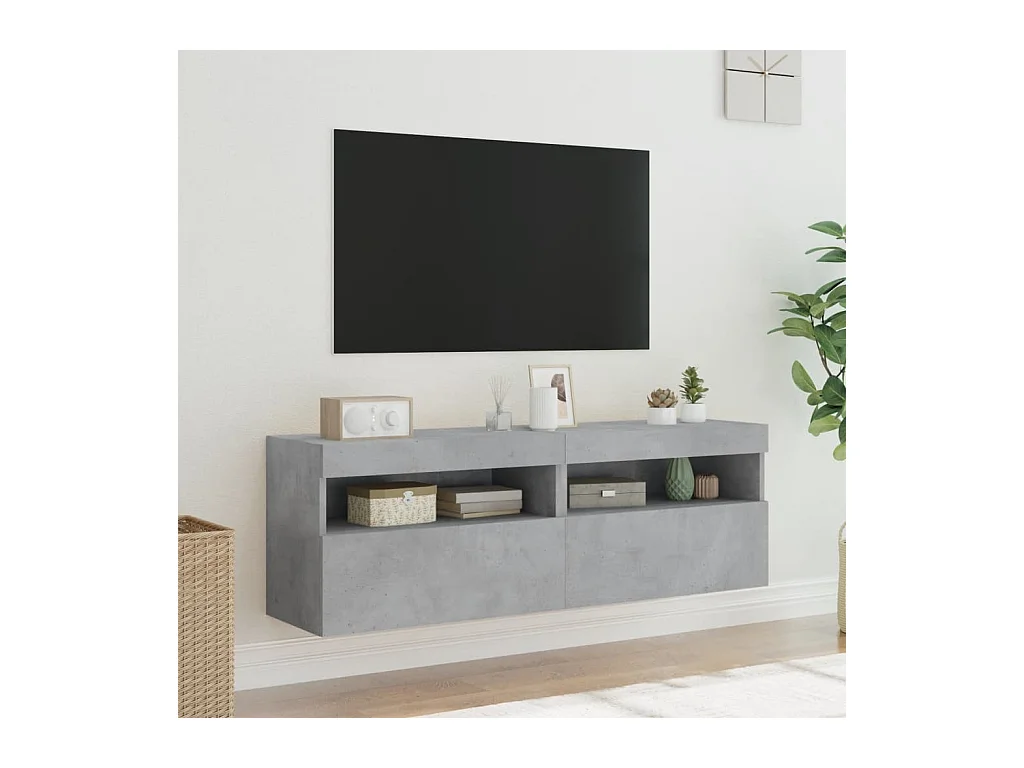 Ølstykke  Tv-wandmeubels met LED 2 st 60x30x40 cm betongrijs