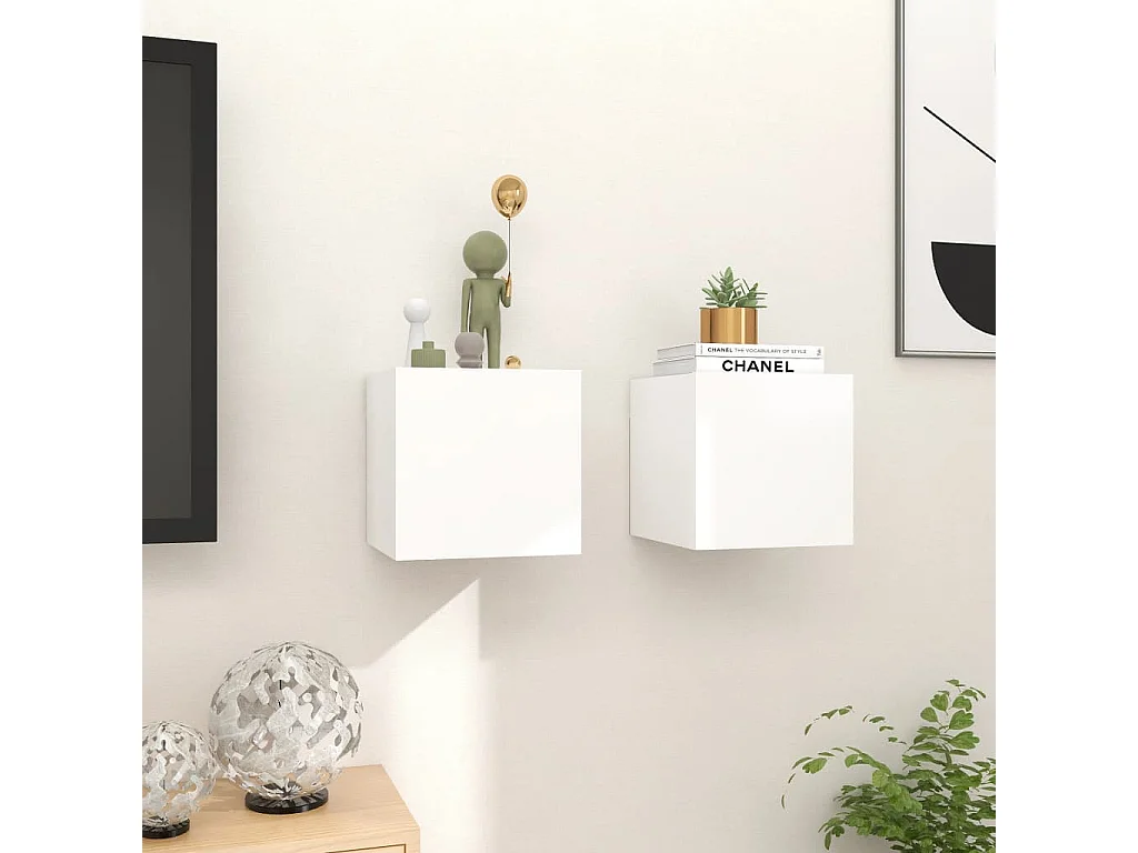 Ahakista  Tv-wandmeubelen 2 st 30,5x30x30 cm wit