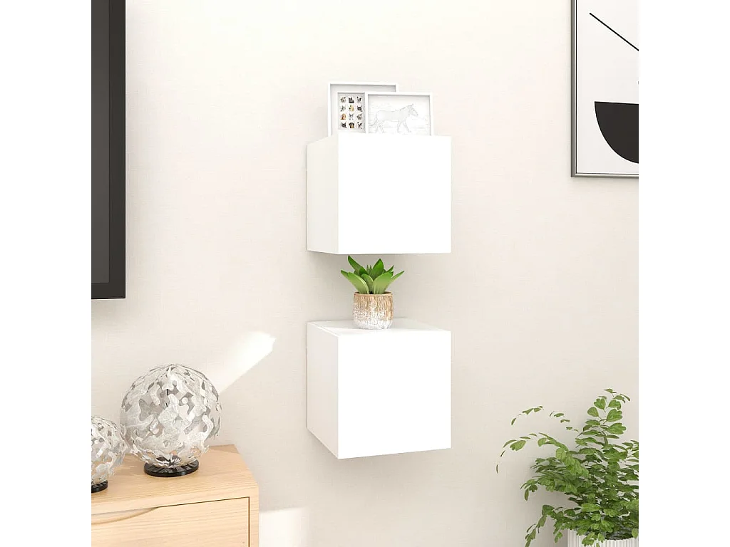 Ahakista  Tv-wandmeubelen 2 st 30,5x30x30 cm wit