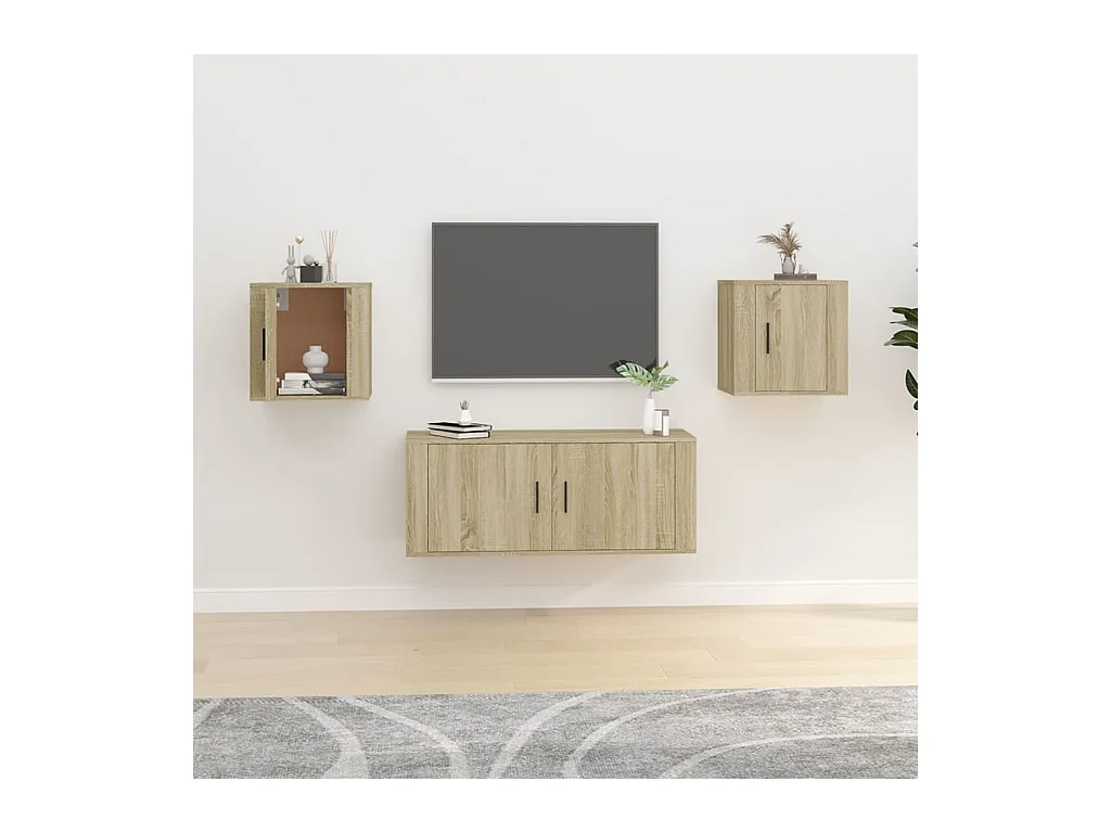 Murk  Muebles para TV de pared 2 uds roble Sonoma 40x34,5x40 cm
