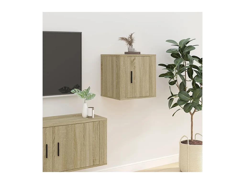 Murk  Muebles para TV de pared 2 uds roble Sonoma 40x34,5x40 cm