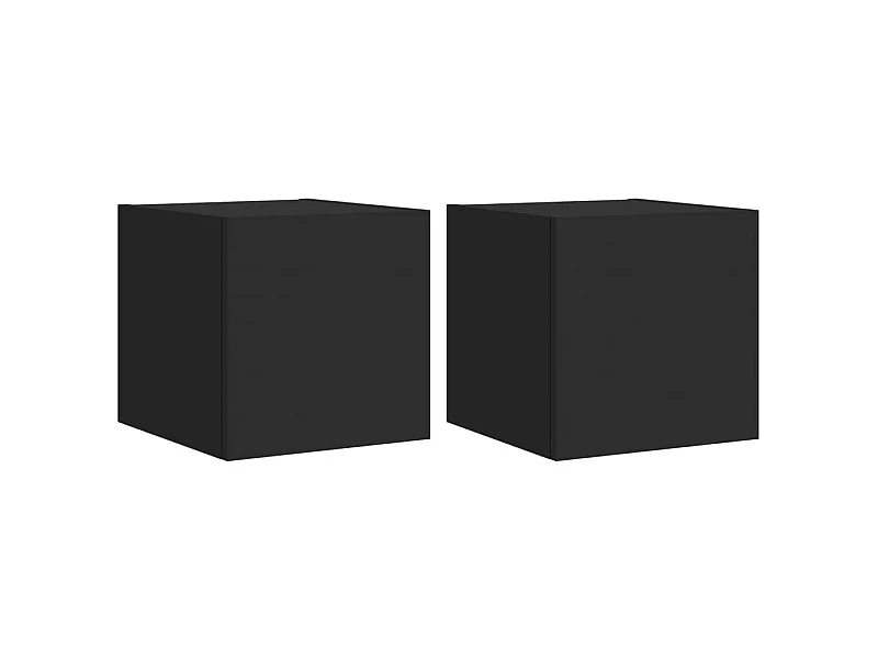 Gerben  Muebles de TV de pared con luces LED 2 uds negro 30,5x35x30 cm