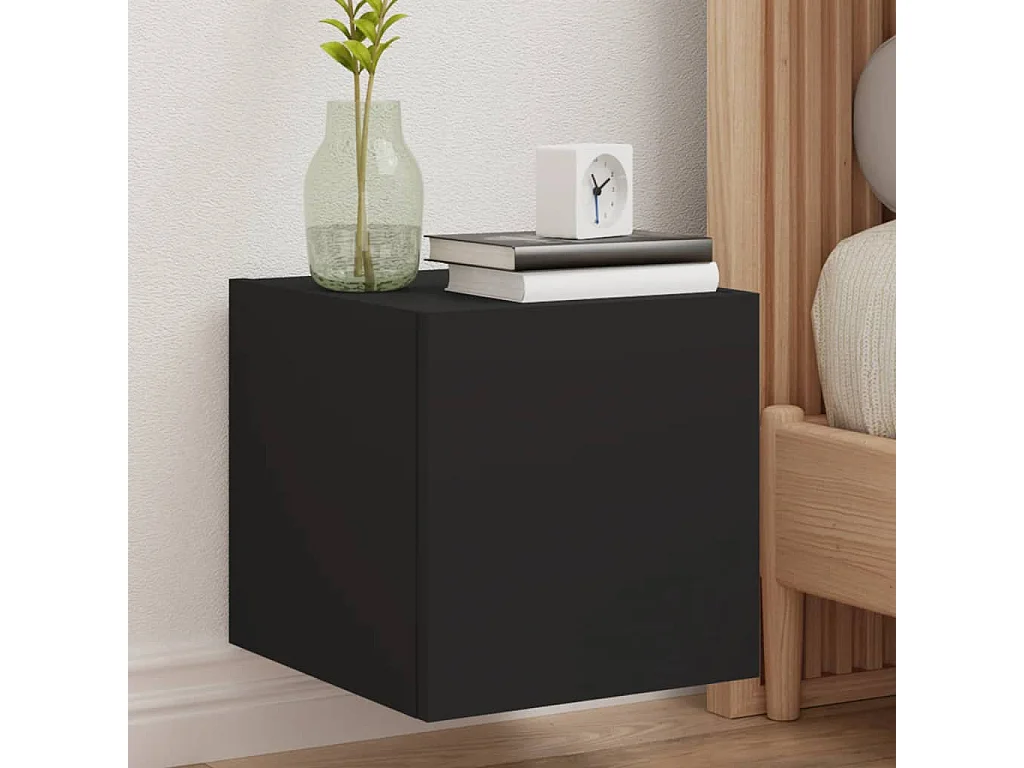 Gerben  Meubles TV muraux avec lumières LED 2 pcs noir 30,5x35x30 cm