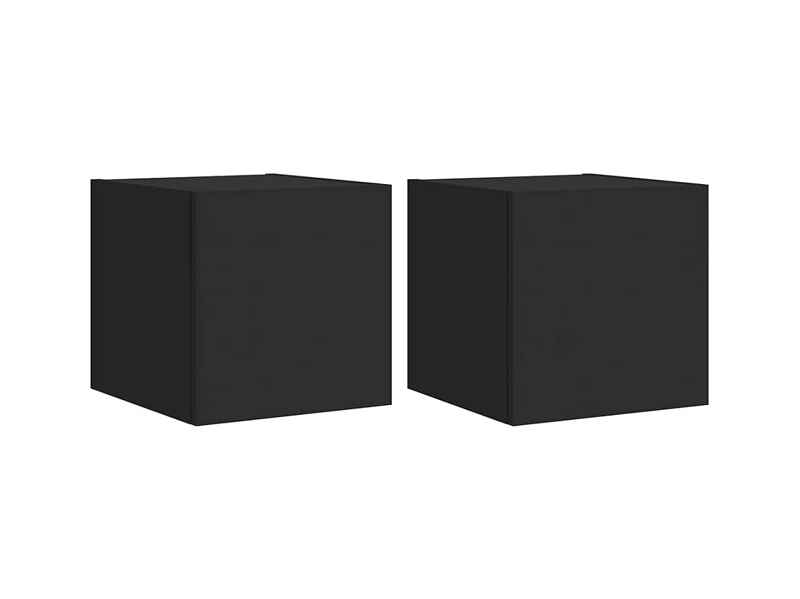 Gerben  Meubles TV muraux avec lumières LED 2 pcs noir 30,5x35x30 cm