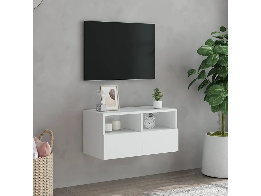 Sil  Meuble TV mural blanc 60x30x30 cm bois d'ingénierie