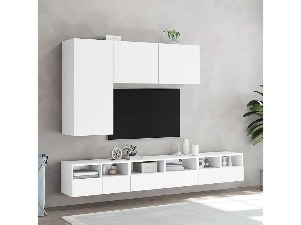 Sil  Meuble TV mural blanc 60x30x30 cm bois d'ingénierie