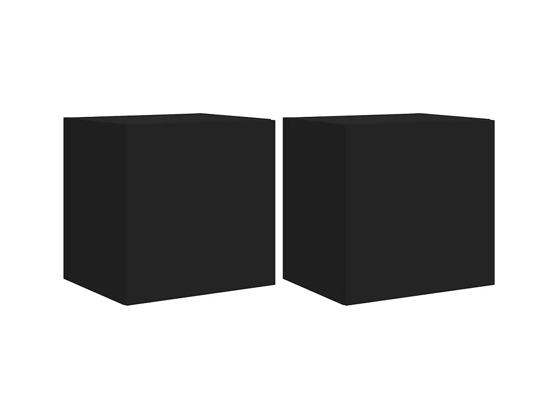 Gerben  Meubles TV muraux avec lumières LED 2 pcs noir 40,5x35x40 cm