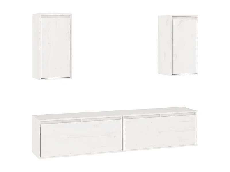 Dirkin  Muebles para TV 4 piezas madera maciza de pino blanco