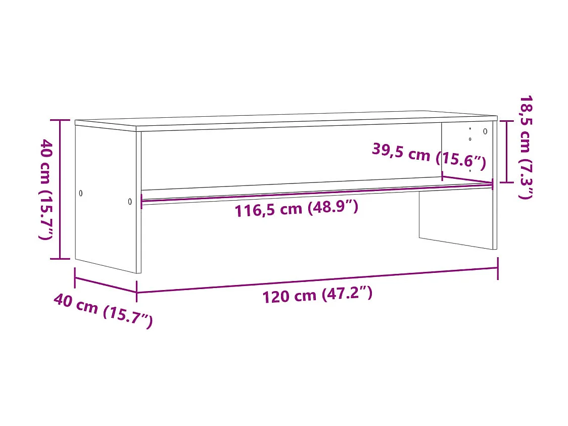Kobe  Meuble TV chêne fumé 120x40x40 cm bois d'ingénierie