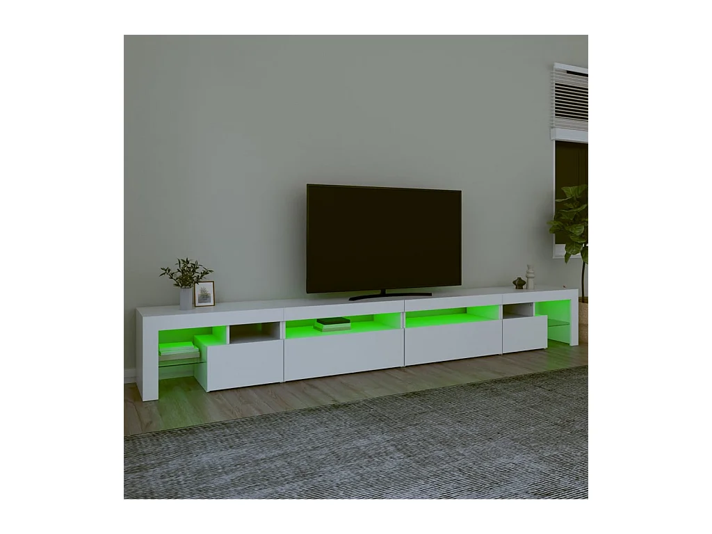 Tahlequah  Meuble TV avec lumières LED Blanc 290x36,5x40 cm