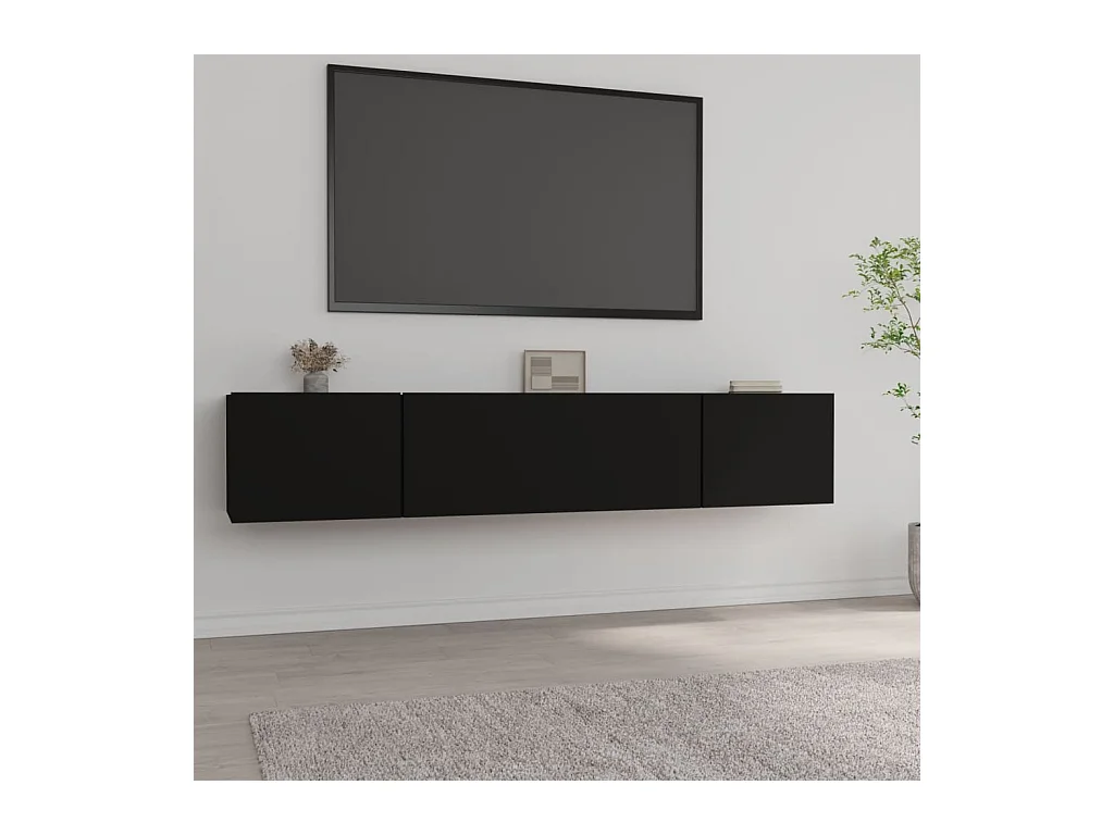Ballinger  Meubles TV 2 pcs Noir 80x30x30 cm Bois d'ingénierie