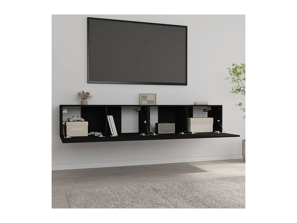 Ballinger  Meubles TV 2 pcs Noir 80x30x30 cm Bois d'ingénierie