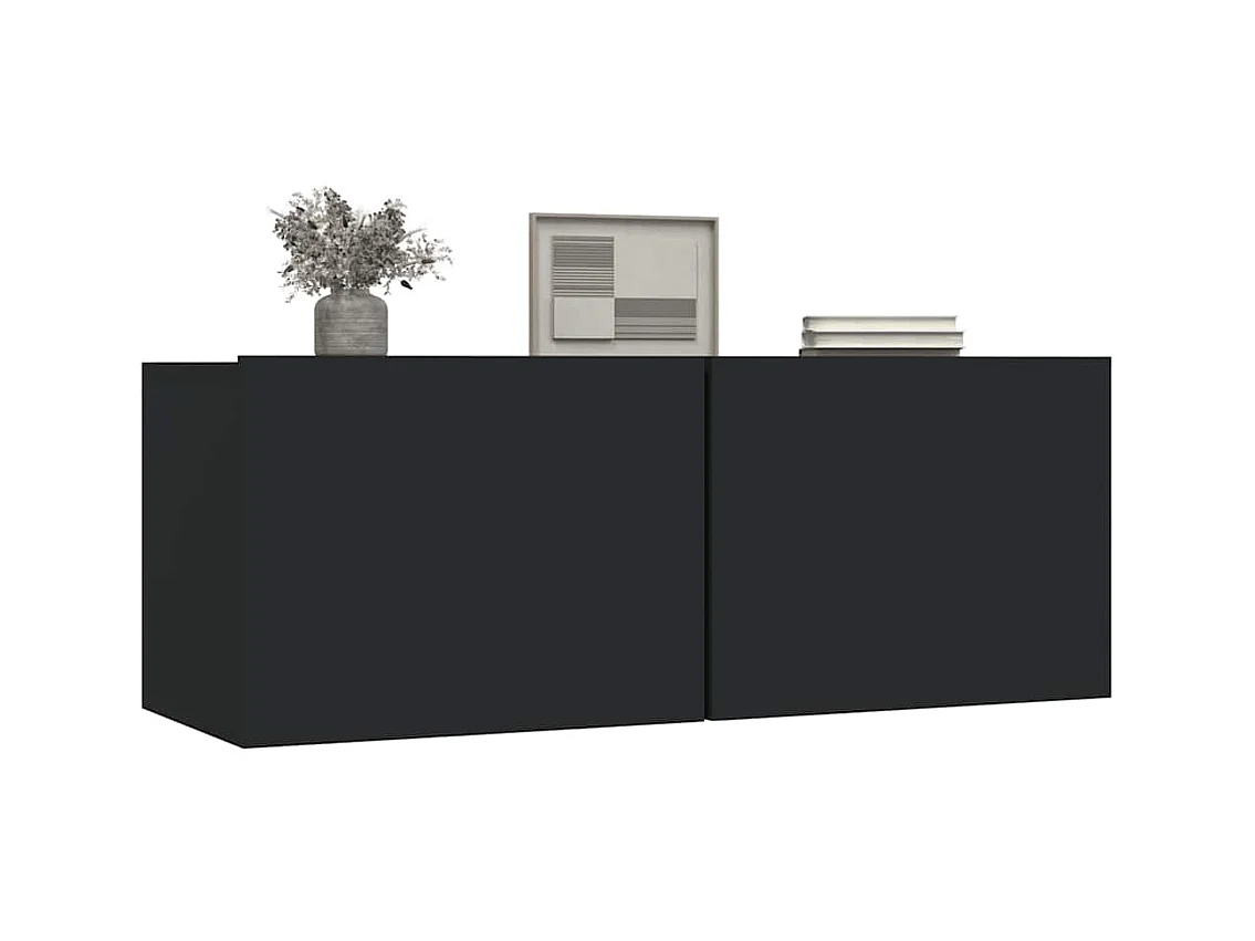 Ballinger  Meubles TV 2 pcs Noir 80x30x30 cm Bois d'ingénierie