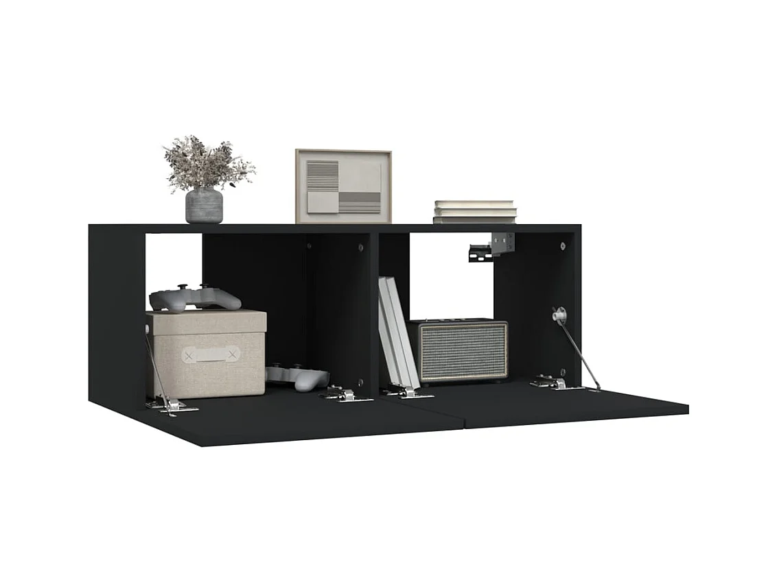 Ballinger  Meubles TV 2 pcs Noir 80x30x30 cm Bois d'ingénierie