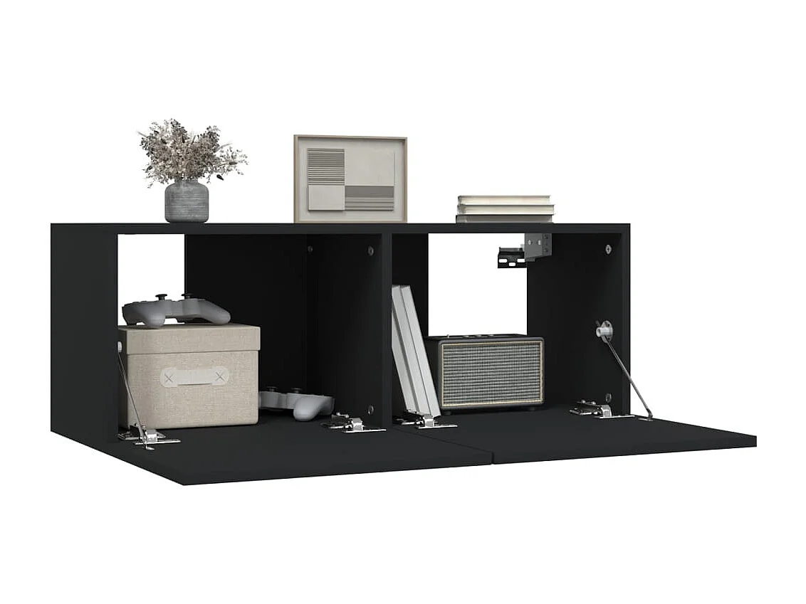 Ballinger  Meubles TV 2 pcs Noir 80x30x30 cm Bois d'ingénierie