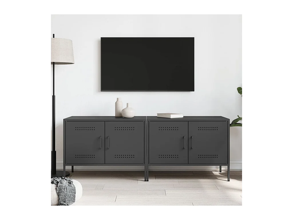 Raena  Muebles de TV 2 piezas acero negro 68x39x50,5 cm