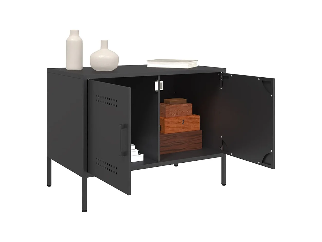 Raena  Muebles de TV 2 piezas acero negro 68x39x50,5 cm