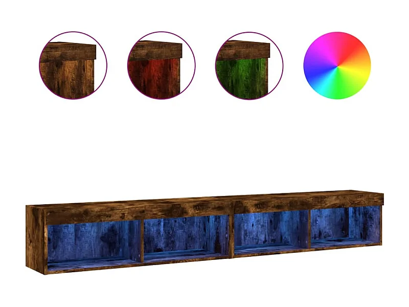 Mano  Meubles TV avec lumières LED 2 pcs chêne fumé 100x30x30 cm