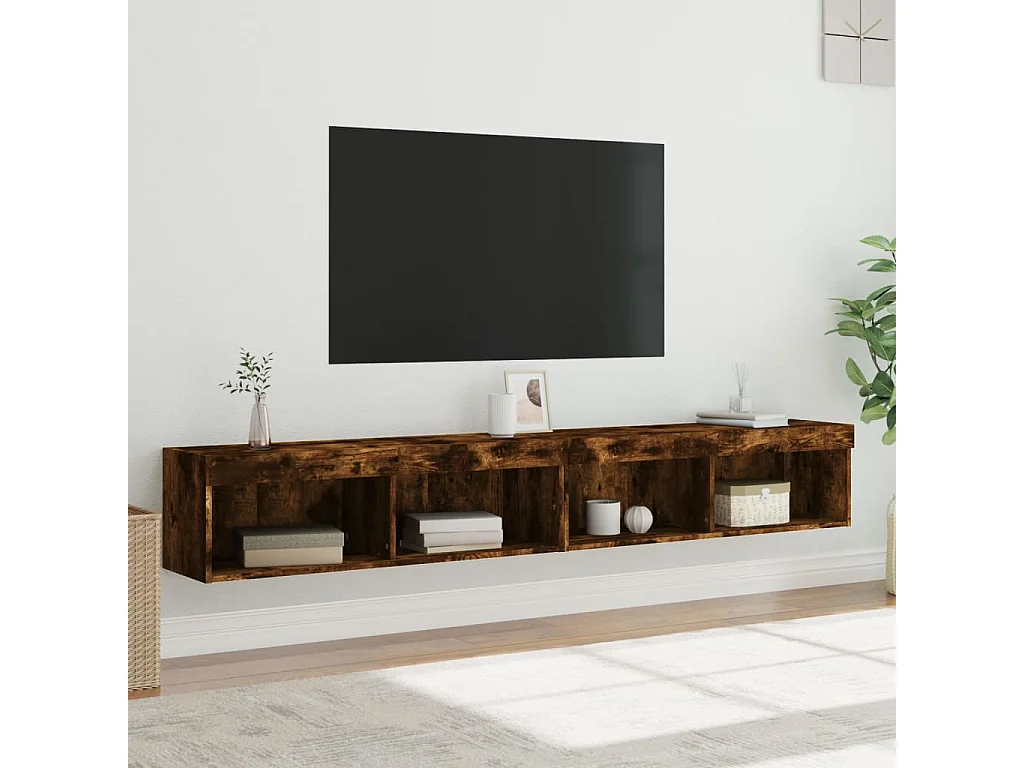Mano  Meubles TV avec lumières LED 2 pcs chêne fumé 100x30x30 cm
