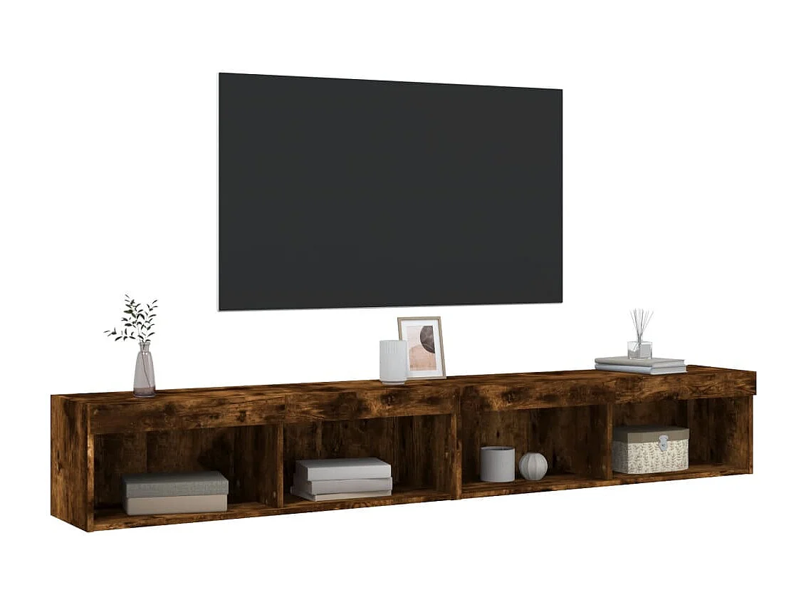 Mano  Meubles TV avec lumières LED 2 pcs chêne fumé 100x30x30 cm