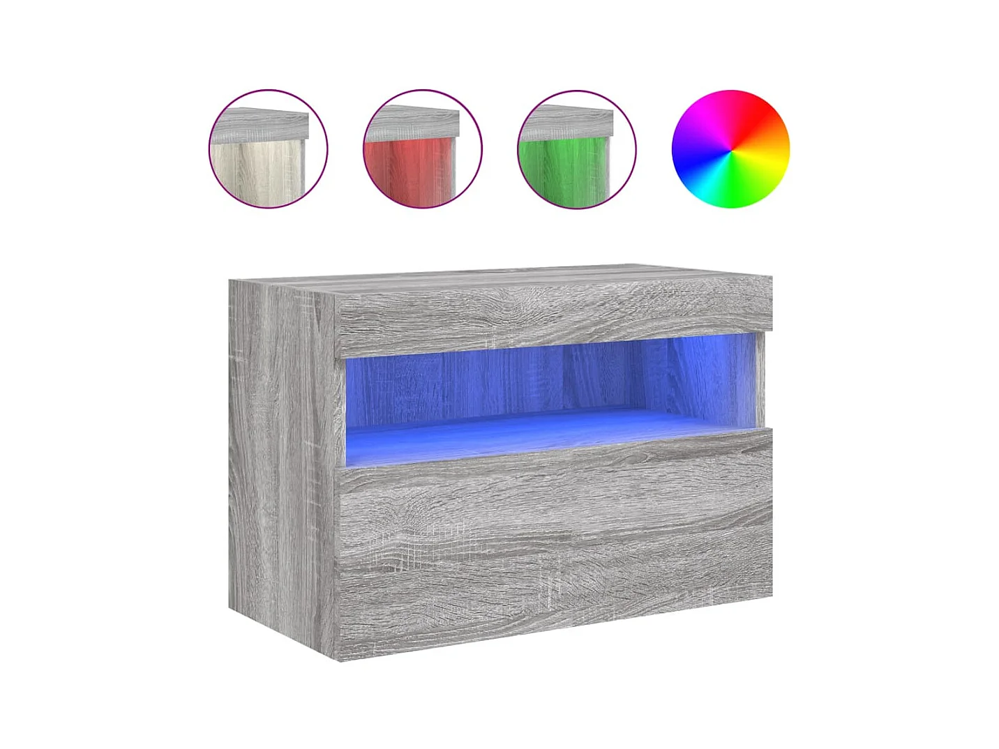 Ølstykke  Meuble TV mural avec lumières LED sonoma gris 60x30x40 cm