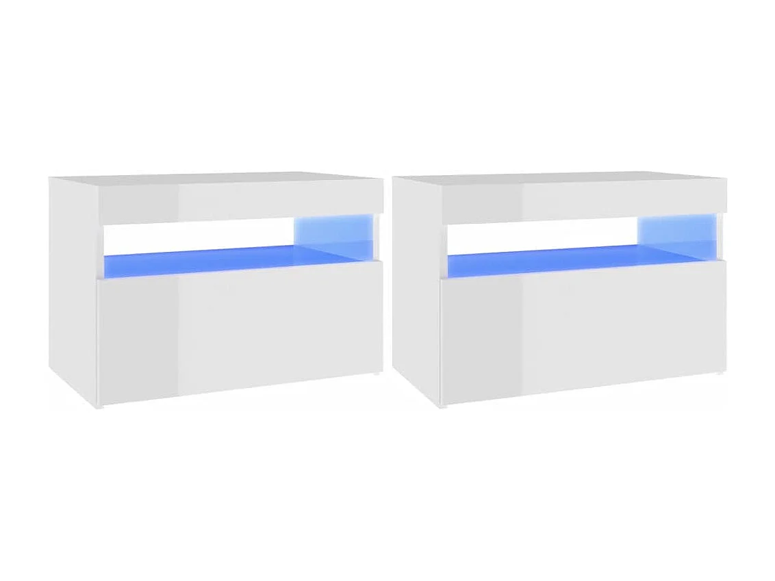 Ilion  Meubles TV avec lumières LED 2 pcs blanc brillant 60x35x40 cm