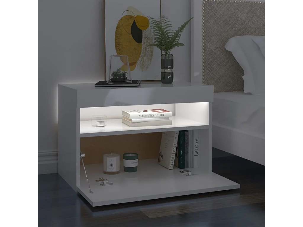 Ilion  Meubles TV avec lumières LED 2 pcs blanc brillant 60x35x40 cm