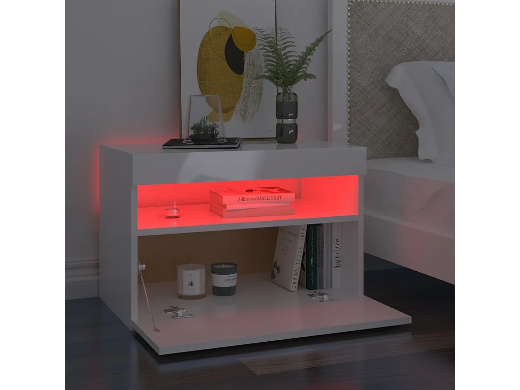 Ilion  Meubles TV avec lumières LED 2 pcs blanc brillant 60x35x40 cm