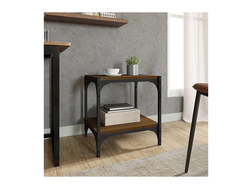 Foster City  Tv-meubel 40x33x41 cm bewerkt hout en staal bruin eikenkleur