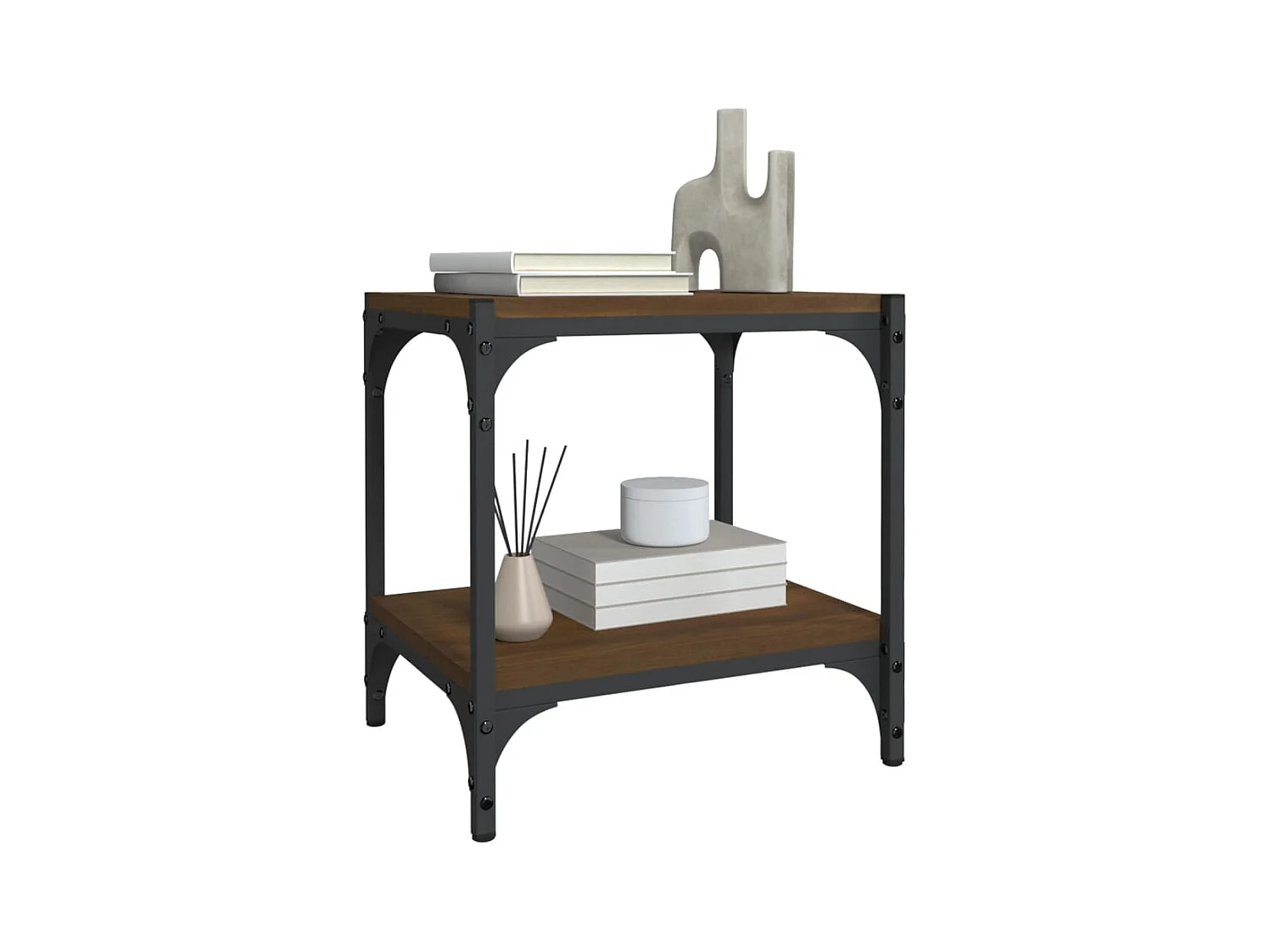 Foster City  Tv-meubel 40x33x41 cm bewerkt hout en staal bruin eikenkleur