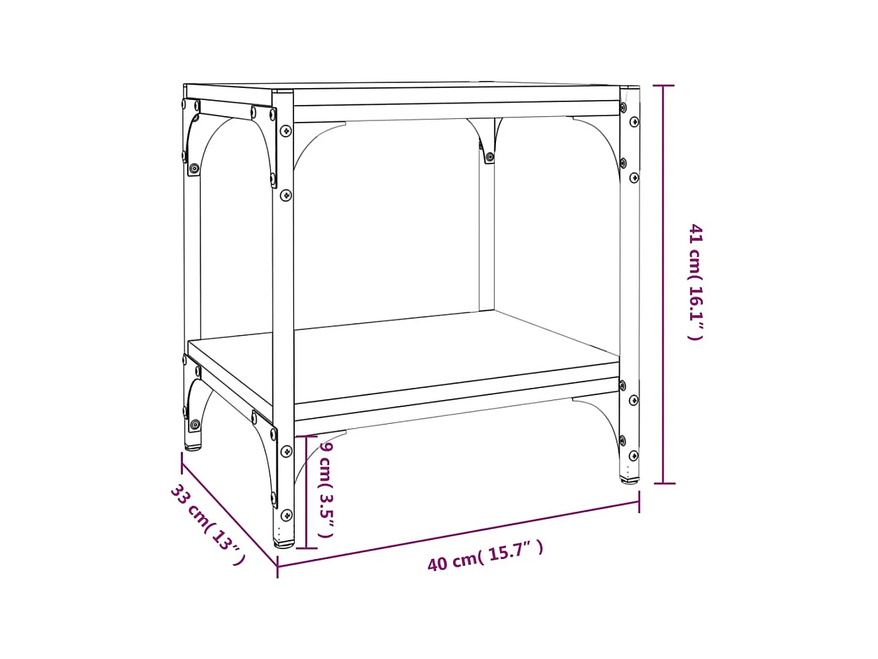 Foster City  Tv-meubel 40x33x41 cm bewerkt hout en staal bruin eikenkleur