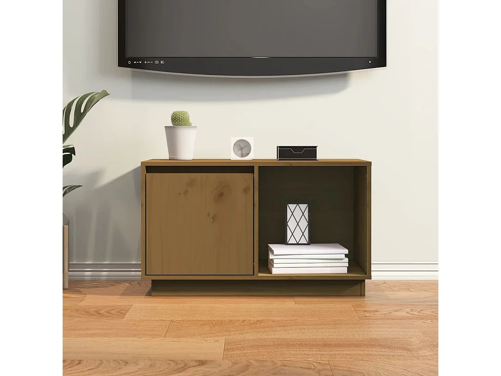 François-Paul  Meuble TV Marron miel 74x35x44 cm Bois de pin massif