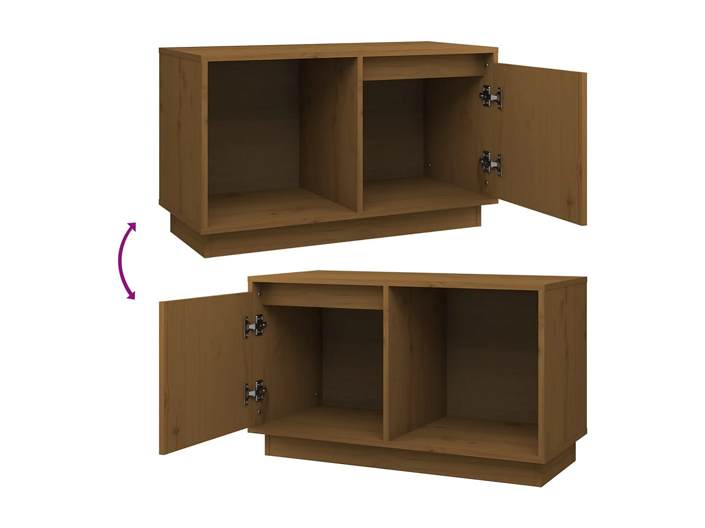 François-Paul  Mueble de TV madera maciza de pino marrón miel 74x35x44 cm