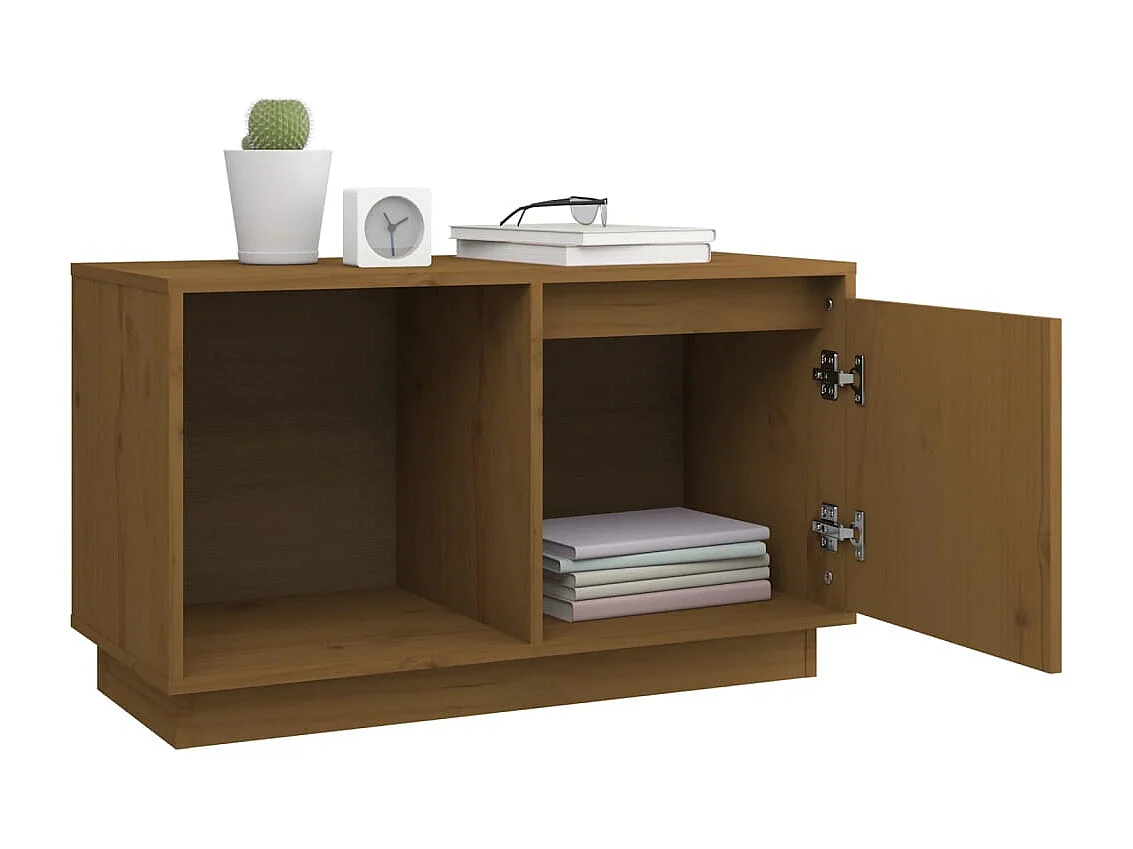 François-Paul  Mueble de TV madera maciza de pino marrón miel 74x35x44 cm