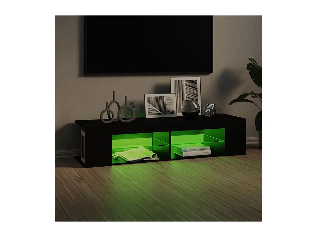 Henryetta  Meuble TV avec lumières LED noir 135x39x30 cm