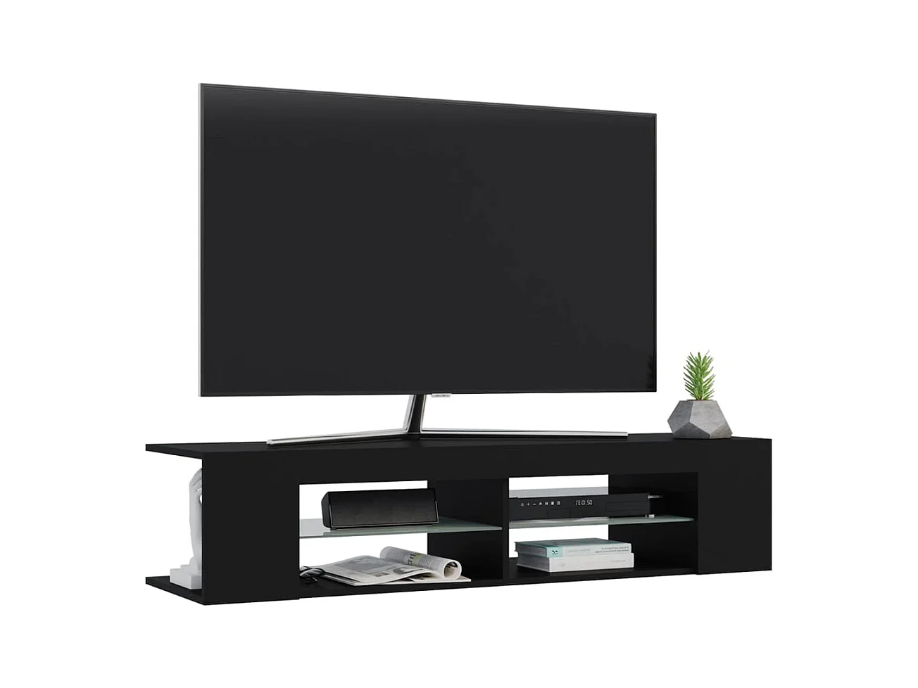Henryetta  Meuble TV avec lumières LED noir 135x39x30 cm