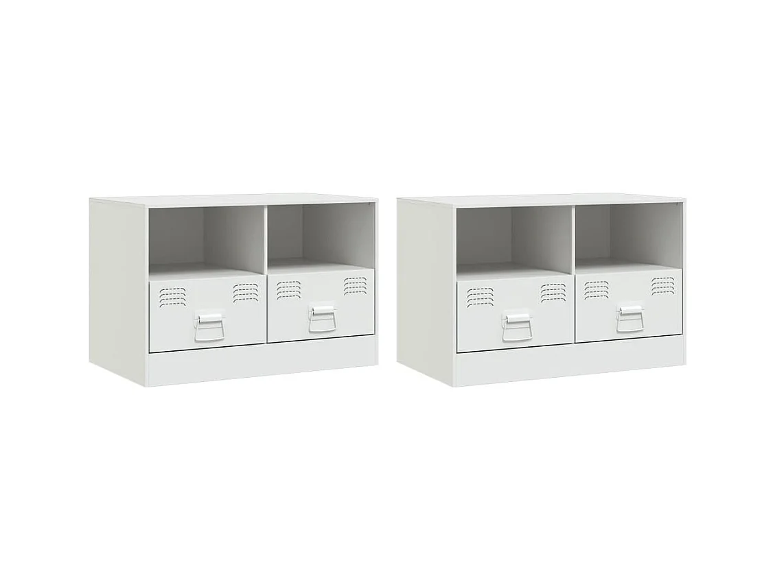 Amelie  Meubles TV 2 pcs blanc 67x39x44 cm acier