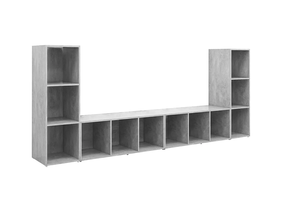 Garden Furniture -  Tv-meubelen 4 st 107x35x37 cm bewerkt hout betongrijs