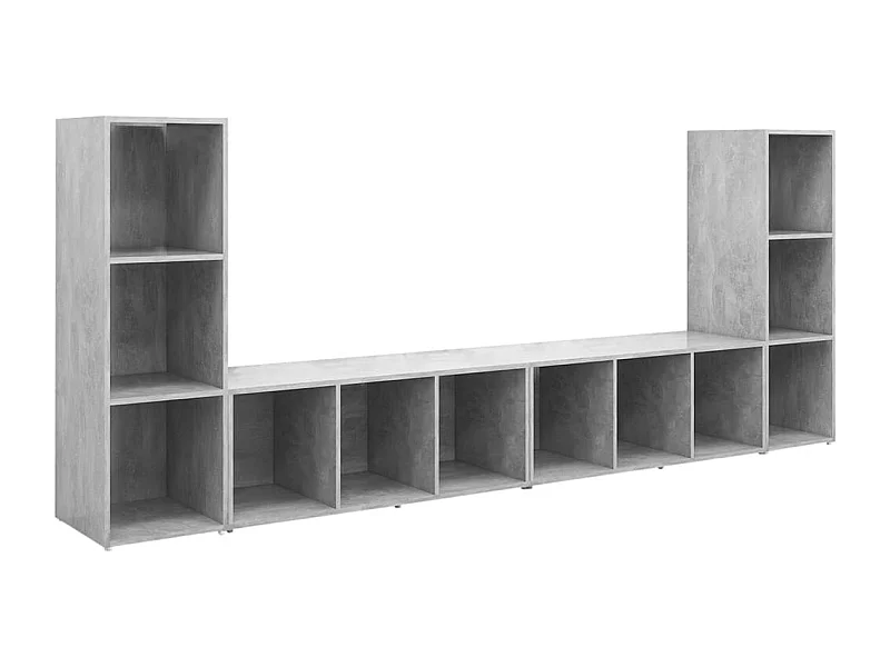 Garden Furniture -  Meubles TV 4 pcs Gris béton 107x35x37 cm Bois d'ingénierie