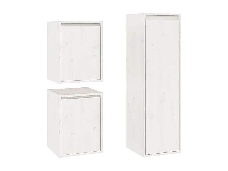 Vondal  Meubles TV 3 pcs Blanc Bois massif de pin