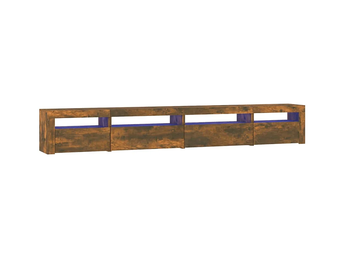 Cincinnatus  Meuble TV avec lumières LED Chêne fumé 270x35x40 cm