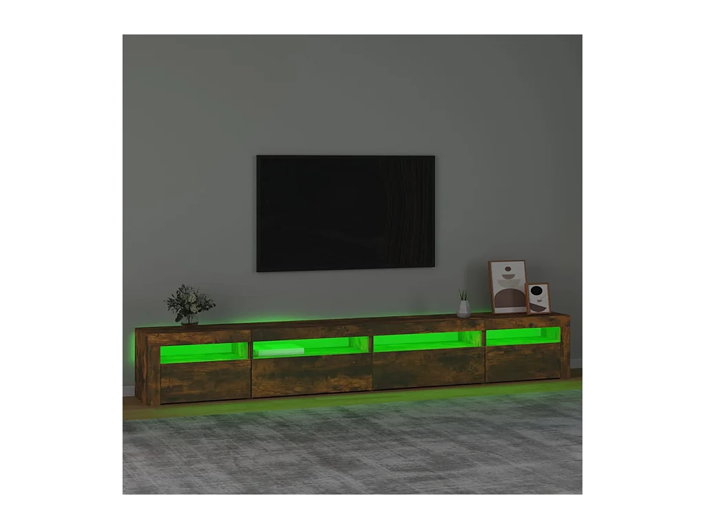 Cincinnatus  Meuble TV avec lumières LED Chêne fumé 270x35x40 cm