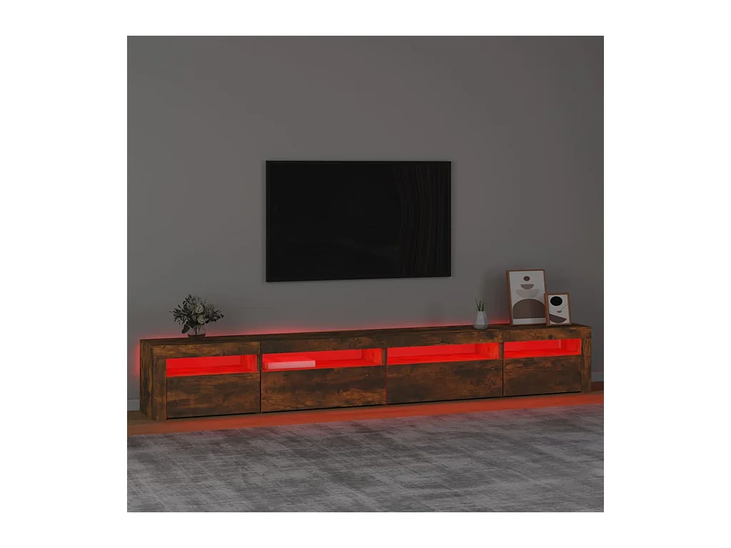 Cincinnatus  Meuble TV avec lumières LED Chêne fumé 270x35x40 cm