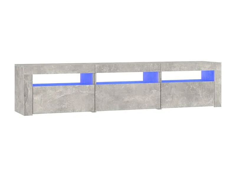 Vleteren  Meuble TV avec lumières LED Gris béton 180x35x40 cm